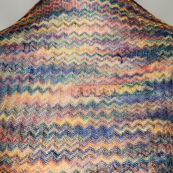 Vintage chevron rainbow knit fringe scarf - Picture 8 of 8